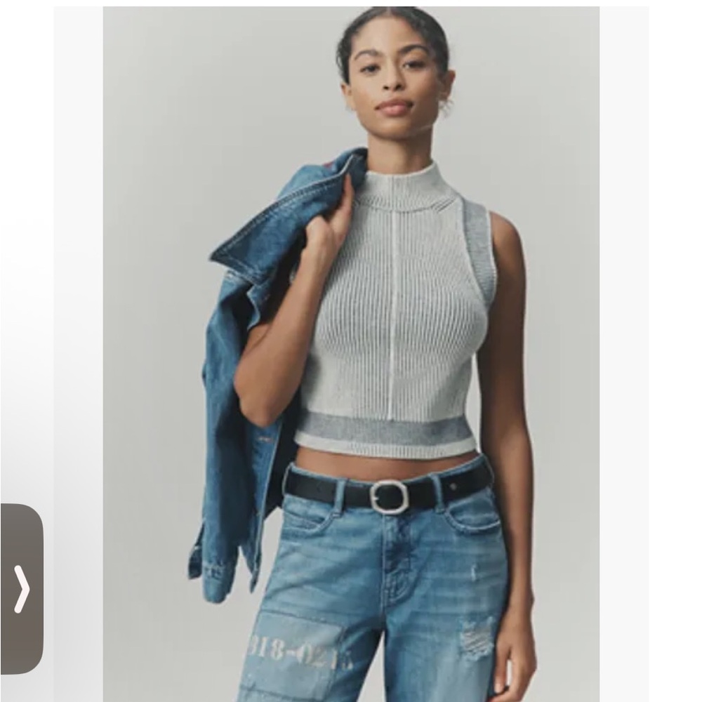 Anthropologie PILCRO RIBBED CROP SWEATER TANK
